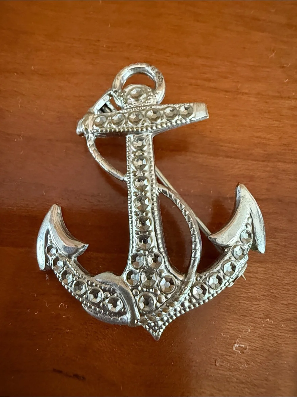 Silver Anchor Brooch/Pin- Decorative Nautical Anchor